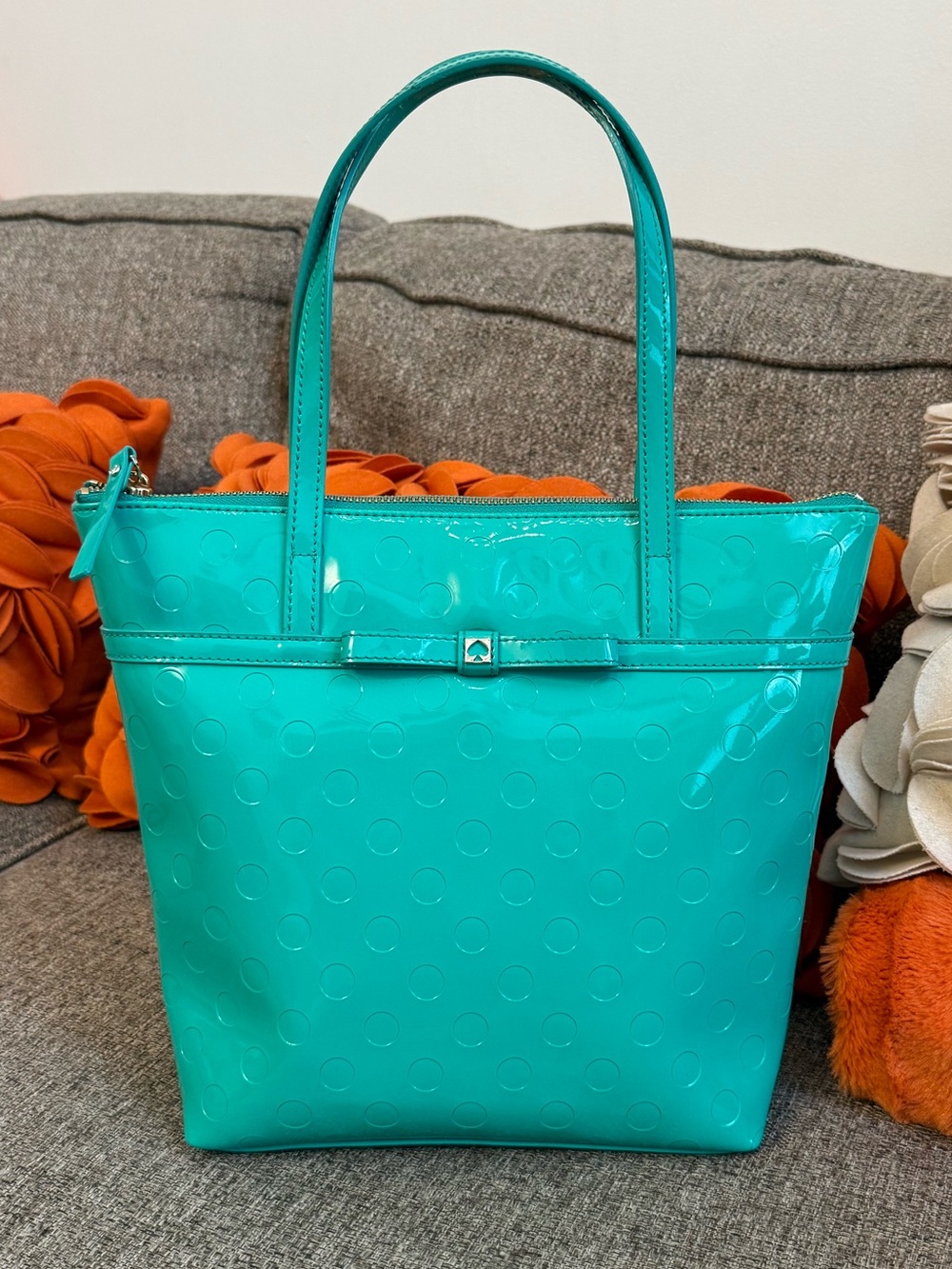 ❣️Kate Spade Green Jeralyn Camellia Street Small Tote Bag PVC Dots❣️